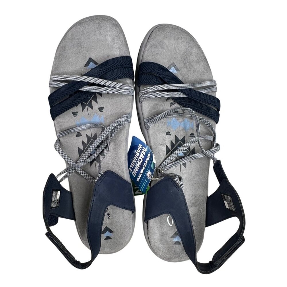 Skechers Reggae Slim Takes Two Strappy Sandals Navy Comfort Memory Foam US 10 - Picture 5 of 13
